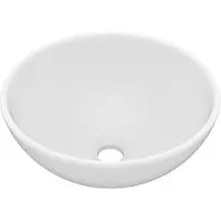 vidaXL Luxus-Waschbecken Rund Matt Weiß 32,5x14 cm Keramik