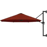 vidaXL Sonnenschirm zur Wandmontage mit Metall-Mast 300 cm Terrakotta