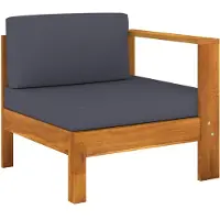 vidaXL Mittelsofa mit 1 Armlehne Dunkelgrau Massivholz Akazie