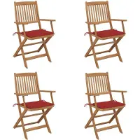 vidaXL Klappbare Gartenstühle 4 Stk. mit Kissen Massivholz Akazie