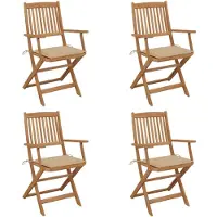 vidaXL Klappbare Gartenstühle 4 Stk. mit Kissen Massivholz Akazie