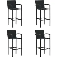 vidaXL Barhocker 4 Stk. Schwarz Poly Rattan