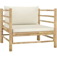 vidaXL Gartensofa mit Kissen Cremeweiß Bambus
