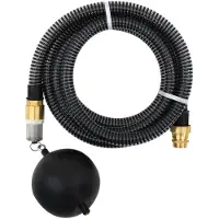vidaXL Saugschlauch mit Messing-Anschlüssen Schwarz 1,1" 15 m PVC