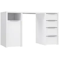 Sonstiges BILBAO Schreibtisch 1 Tür 4 Schubladen - Weißes Papierdekor - L 125 x T 50 x H 75 cm