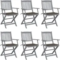 vidaXL Klappbare Gartenstühle 6 Stk. mit Sitzkissen Massivholz Akazie