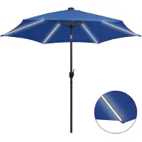 vidaXL Sonnenschirm mit LED-Beleuchtung und Alu-Mast 300 cm Azurblau