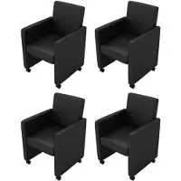 vidaXL Esszimmerstühle 4 Stk. Schwarz Kunstleder