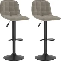 vidaXL Barhocker 2 Stk. Hellgrau Samt