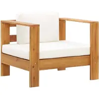 vidaXL Gartenstuhl mit Auflagen Creme Akazie Massivholz