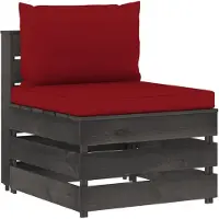 vidaXL Modulares Mittelsofa mit Kissen Grau Imprägniertes Holz