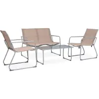 vidaXL 4-tlg. Garten-Lounge-Set Stoff und Stahl Taupe