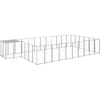 vidaXL Hundezwinger Silbern 19,36 m² Stahl
