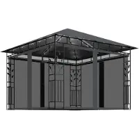vidaXL Pavillon mit Moskitonetz & LED-Lichterkette 3x3x2,73m Anthrazit