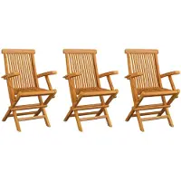 vidaXL Gartenstühle 3 Stk. Massivholz Teak