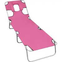 vidaXL Klappbare Sonnenliege mit Kopfkissen Stahl Magento Rosa