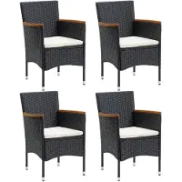 vidaXL Garten-Essstühle 4 Stk. Poly Rattan Schwarz
