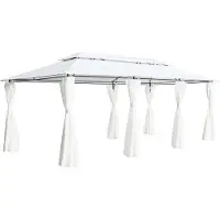 vidaXL Pavillon mit Vorhängen 600x298x270 cm Weiß 180g/m²