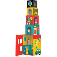 Petit Collage Peek-a-boo Haus Stapelblock-spielset