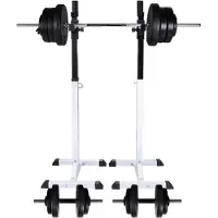 vidaXL Kniebeugen-/Langhantelständer mit Hantel-Set 60,5 kg