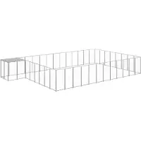 vidaXL Hundezwinger Silbern 30,25 m² Stahl