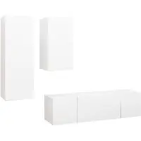 vidaXL 4-tlg. TV-Schrank-Set Weiß Holzwerkstoff