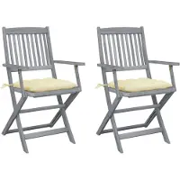 vidaXL Klappbare Gartenstühle 2 Stk. mit Kissen Massivholz Akazie