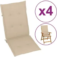 vidaXL Gartenstuhlauflagen für Hochlehner 4Stk. Beige 120x50x3cm Stoff