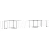 vidaXL Outdoor-Hundezwinger mit Überdachung Verzinkter Stahl 26,62 m²