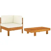 vidaXL 2-tlg. Garten-Lounge-Set mit Cremeweißen Kissen Akazienholz