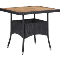 vidaXL Garten-Esstisch Schwarz Poly Rattan und Massivholz Akazie
