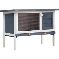 vidaXL Kaninchenstall 1 Ebene Grau Holz