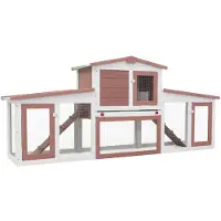 vidaXL Großer Kaninchenstall Braun und Weiß 201x45x85 cm Holz