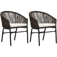 vidaXL Gartenstühle 2 Stk. Braun PE-Rattan
