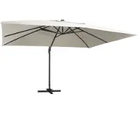vidaXL Ampelschirm mit LED-Beleuchtung Alu-Mast 400x300 cm Sandweiß