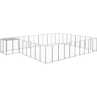 vidaXL Hundezwinger Silbern 25,41 m2 Stahl 3082235
