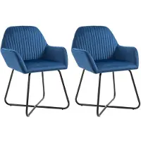 vidaXL Esszimmerstühle 2 Stk. Blau Samt