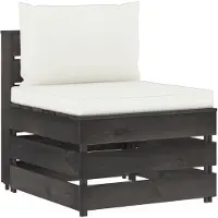 vidaXL Modulares Mittelsofa mit Kissen Grau Imprägniertes Holz