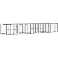 vidaXL Outdoor-Hundezwinger Stahl mit Dach