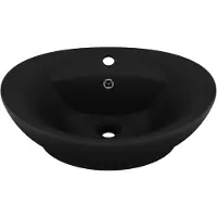 vidaXL Luxus-Waschbecken Überlauf Matt Schwarz 58,5x39cm Keramik