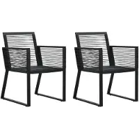 vidaXL Gartenstühle 2 Stk. Schwarz PVC Rattan