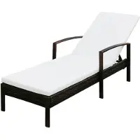 vidaXL Sonnenliege mit Auflage Poly Rattan Braun