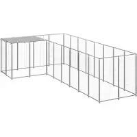vidaXL Hundezwinger Silbern 6,05 m2 Stahl 3082231