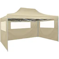 vidaXL Faltzelt mit 3 Seitenteilen 3x4,5 m Creme