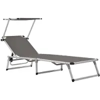 vidaXL Klappliege mit Sonnenschutz Aluminium und Textiline Grau