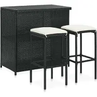 vidaXL 3-tlg. Bar Set Poly Rattan Schwarz