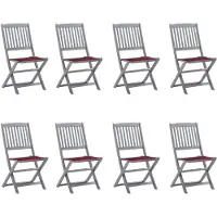 vidaXL Klappbare Gartenstühle 8 Stk. mit Kissen Massivholz Akazie