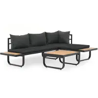 vidaXL 2-tlg. Garten-Ecksofa-Set mit Auflagen Aluminium WPC