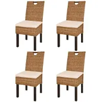 vidaXL Esszimmerstühle 4 Stk. Kubu-Rattan Mangoholz