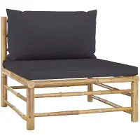 vidaXL Garten-Mittelsofa mit Dunkelgrauen Kissen Bambus